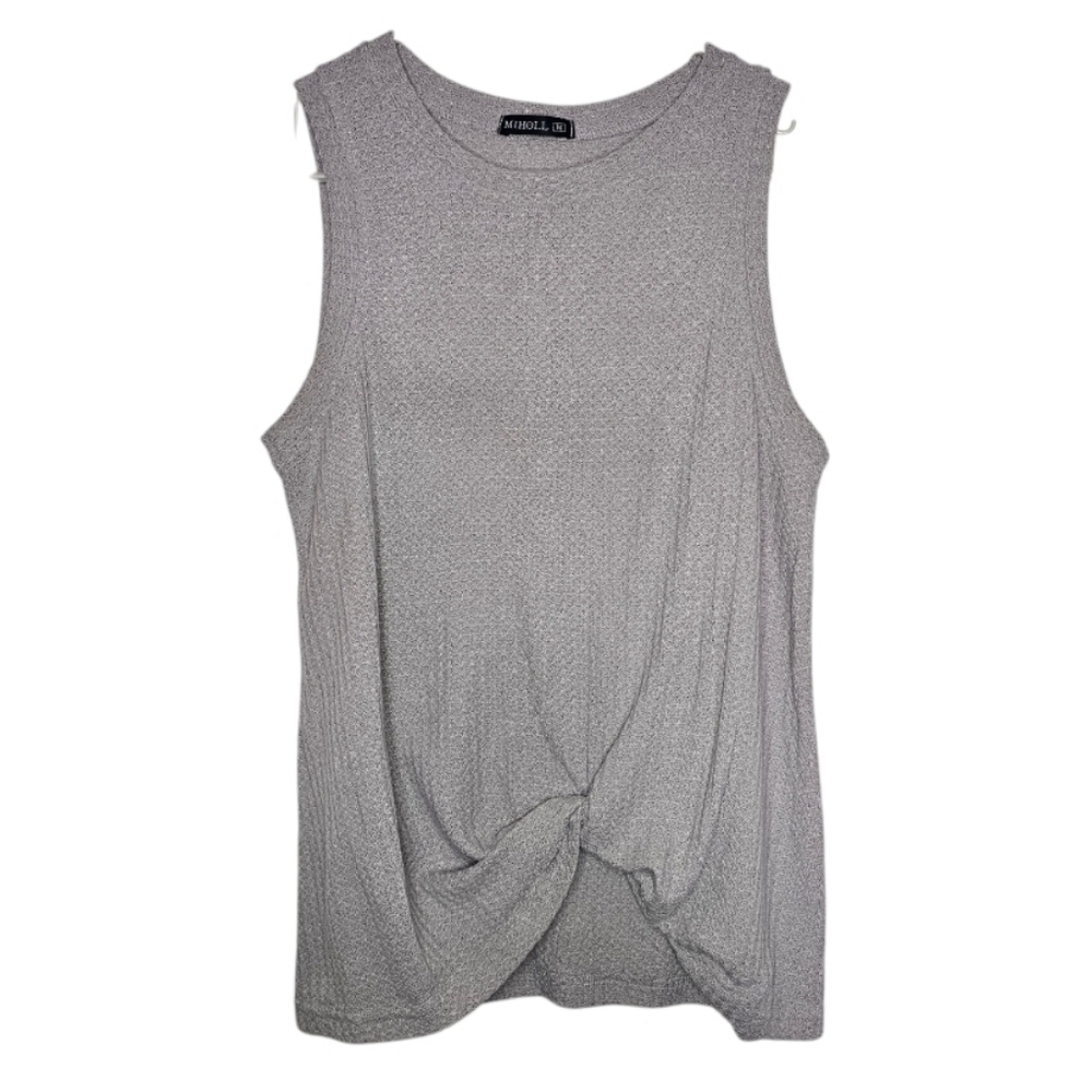 Miholl Lavender Twist Knot Waffle Tank Top Sz M